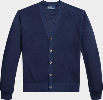 Polo Ralph Lauren Men & apos;s Relaxed Fit Piqu&eacute;-Knit Linen Cardigan