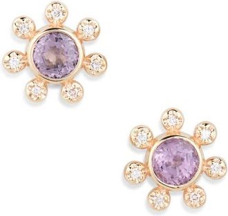 Anzie Dew Drop Étoile Semiprecious Stone & Diamond Stud Earrings in Pink at Nordstrom, Size One Size Oz