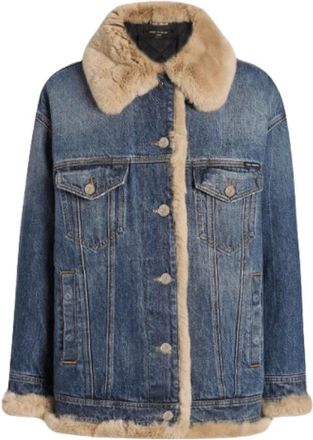 Dolce & Gabbana Indigo Blauwe Denim Jack met Zakken - Dames - Spijkerjassen - Blauw - XS - Denim - Jassen
