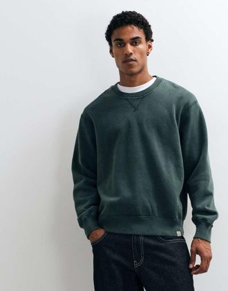 Abercrombie & Fitch felpa girocollo essenziale verde bottiglia