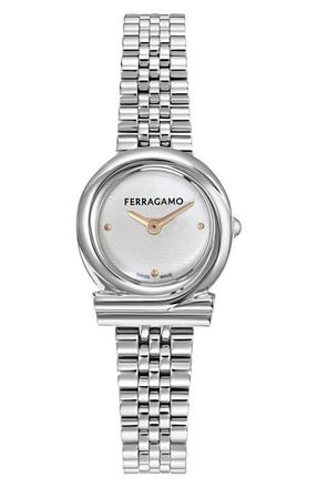 Ferragamo Gancini Twisted Bracelet Watch, 23mm in Silver/Stainless Steel at Nordstrom