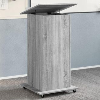 Berkfield Home Lectern with Wheels & Drawer Grey Sonoma 55x55x107 cm Engineered Wood | Size: 55 x 55 x 107 cm