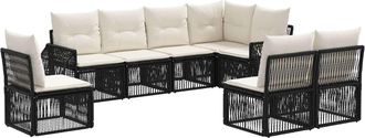 vidaXL Conjunto De Sof&aacute;s De Jard&iacute;n 8 Uds. Negro Y Blanco Crema Vidaxl