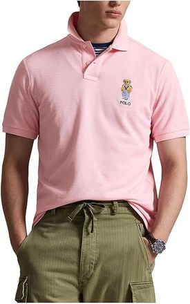 Polo Ralph Lauren Classic Fit Polo Bear Mesh Polo Shirt Mens Clothing Garden Pink/Summer Bear : 2XL, Cotton