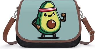 Generic Muscle Avocado Crossbody Bag Womens Handbag PU Message Bags Shoulder Purse with Adjustable Strap