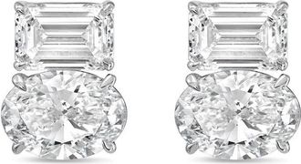Diana M. Jewels 14kt white gold 3.00 cts emerald and oval diamond earrings