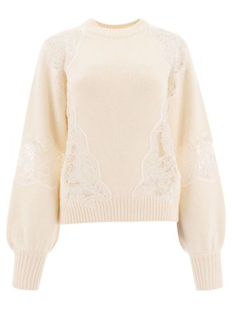 Elie Saab Sweater Met Kanten Inzetten
