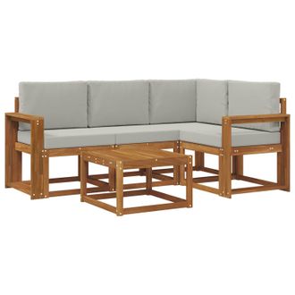 vidaXL Conjunto De Sof&aacute;s De Exterior 5 Pcs Gris Natural Y Claro Vidaxl