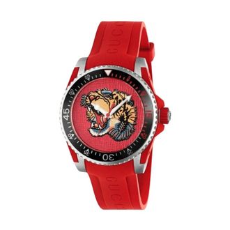 Gucci Duik Tijger Horloge - Heren - Horloges - Rood - ONE Size - Accessoires