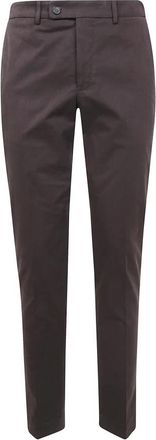 Incotex Flat-Front Katoenen Twill Chinos - Heren - Chinos - Bruin - L - Katoen - Broeken