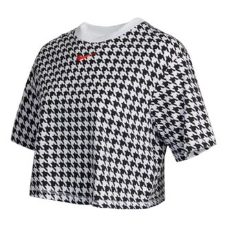 Nike (WMNS) Nike Sportswear Icon Clash Casual Sports Houndstooth Short Sleeve Black T-Shirt DD5034-100