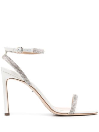 Sergio Rossi 100mm rhinestone-embellished satin sandals - Silver