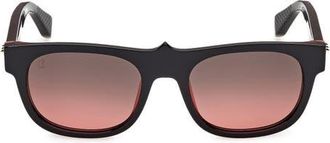Christian Louboutin 54mm Square Sunglasses in Bilayer Black /Red /Gold at Nordstrom