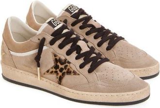 Golden Goose Ball Star Genuine Calf Hair Appliqu&eacute; Sneaker (Nordstrom Exclusive) in Taupe/light Brown/leopard at Nordstrom, Size 37