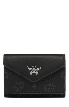 MCM Aren Trifold Wallet in Visetos in Black at Nordstrom