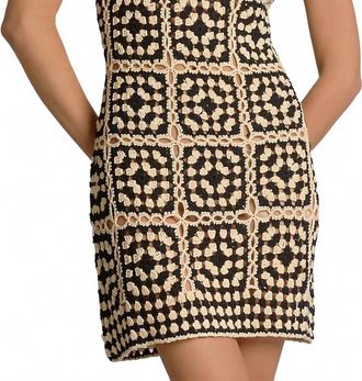Elan Crochet Square Neck Swim Cover Up Dress In Black White Combo