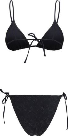 Kristina Ti Womens Bikini With Floral Details Nero Polyester; Spandex Swimwear Sea Clothing