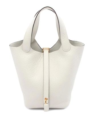 Hermès 2024 Picotin Lock PM handbag - women - Calf Leather/Leather - One Size - White