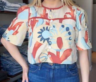 Bel Kazan Lilith Crewneck Top In Cream Velora