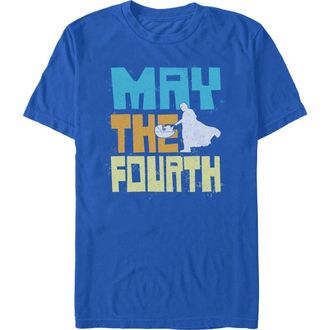 Star Wars Mens Star Wars The Mandalorian Distressed Splatter May The Fourth Graphic T-Shirt in Royal Blue at Nordstrom, Size Medium