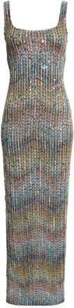 Missoni Metallic Zigzag Sequin Knit Column Gown in Smsnt-Multi Brown Bluw White at Nordstrom, Size 6 Us