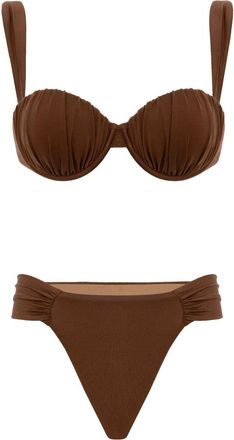 Noire Swimwear Bikini con top a balconcino - Marrone