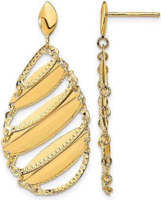 Diamond2Deal 14K Yellow Gold Fancy Drop Dangle Earrings