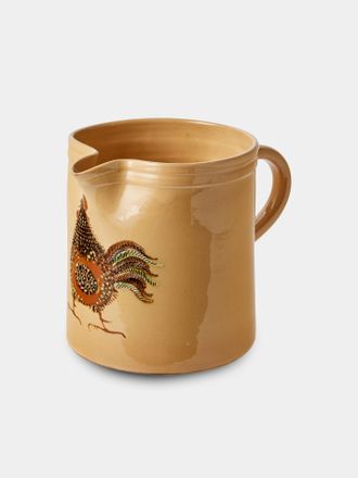 Poterie d'&Eacute;vires Chickens Hand-Painted Ceramic Straight-Edge Medium Jug