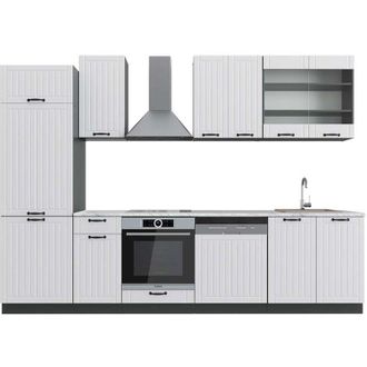 Vicco Mueble De Cocina Fame-line, Casa De Campo Blanca/antracita, 300 Cm, Et M&aacute;rmol
