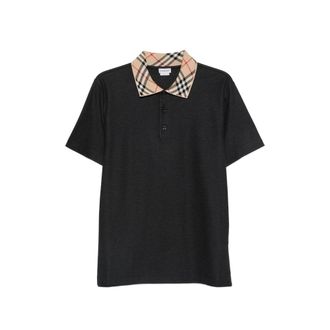 Burberry Check-collar Cotton Polo Shirt