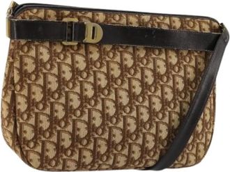 Dior Pre-owned Vintage Trotter Canvas Shoulder Bag - Dames - Vintage Schoudertas - Bruin - ONE Size - Leer - Vintage