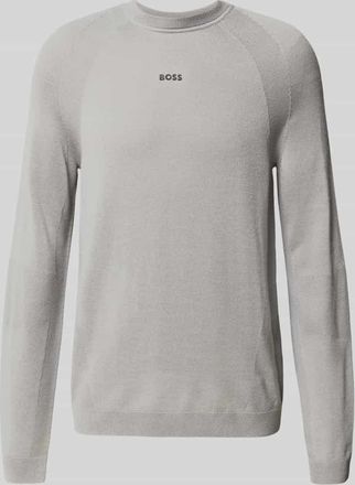 HUGO BOSS Regular Fit Strickpullover mit Woll-Anteil in Hellgrau, Gr&ouml;&szlig;e XXL