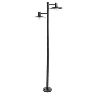 Beliani Farola Moderna De Jard&iacute;n Exterior Con 2 Luces L&aacute;mpara Para Senderos De Aluminio Pantalla Sint&eacute;tica Negro Baralia