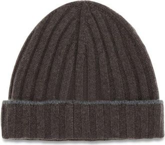 Brunello Cucinelli Mens Brown Cashmere Beanie Accessory
