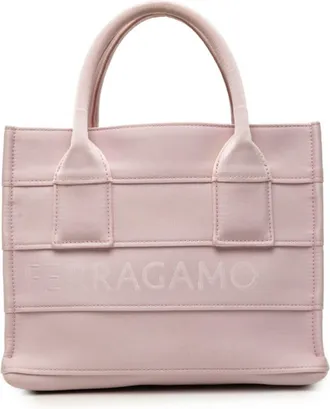 Ferragamo Pink Fabric Handbag Tote Bag (Pre-Owned)