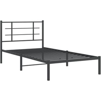 vidaXL Estructura Cama Sin Colch&oacute;n Con Cabecero Metal Negro 100x200 Cm Vidaxl