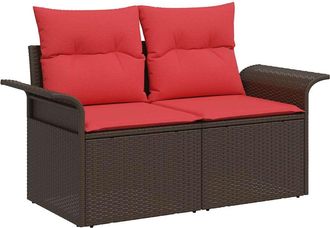 vidaXL Conjunto De Sof&aacute; De Jard&iacute;n 7 Uds. Marr&oacute;n Rat&aacute;n Sint&eacute;tico Vidaxl