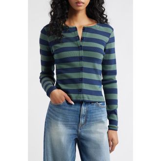 Damson Madder Sybil Stripe Cardigan in Green at Nordstrom, Size 10 Us