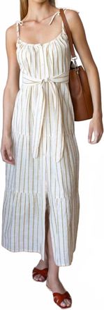 Emerson Fry India Front Button Down Sundress In Honey Stripe
