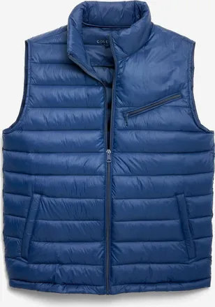 Cole Haan Mens 26.5 Zip Front Quilted Vest - Blue Size Medium