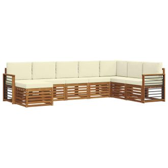 vidaXL Conjunto De Sof&aacute;s De Exterior Con Coj&iacute;n 8 Pcs Natural Y Crema Vidaxl
