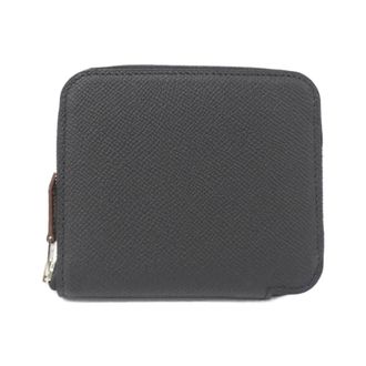 Herm&egrave;s Black Cassis Epsom Leather Silk Wallet (Bi-Fold) (Pre-Owned)