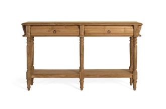 Giner&Colomer Consola en madera maciza de teca y tiradores met&aacute;licos