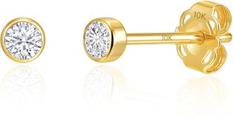 MAX + STONE 10K Yellow Gold Dainty small 2.5MM Lab Grown Diamond Earrings