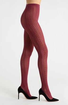 Nordstrom Vertical Pattern Mesh Tights in Burgundy Tannin at Nordstrom Rack, Size Large/x-Large
