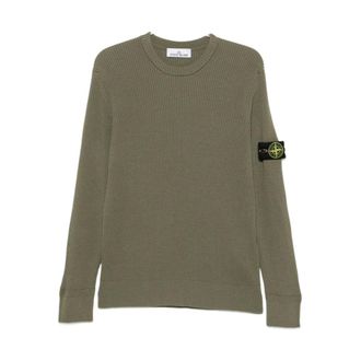 Stone Island Ribbed Virgin Wool Jumper - male - Stone Island - Round-neck Knitwear - Green - XL - Knitwear