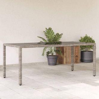 vidaXL Vidaxl - Mesa De Jard&iacute;n Superficie De Vidrio Rat&aacute;n Pe Gris 190x90x75 Cm