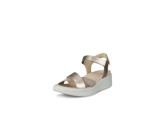 Ecco Flowt Wedge Luxury Crossband Womens Sandals Pure White Gold : EU 41 (US Womens 10-10.5) M, Leather