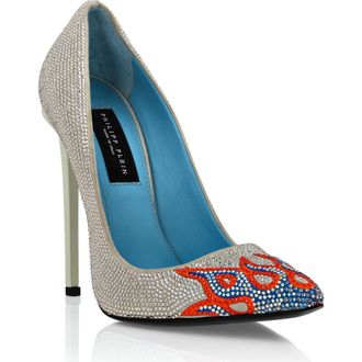 Philipp Plein Suede Strass Decollete High Heels Flame Women in Beige at Nordstrom, Size 38