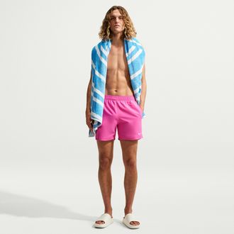 Nike Mens Swim Breaker Essential 5 Brief-Lined Volley Short in Pink | NESSF560-655